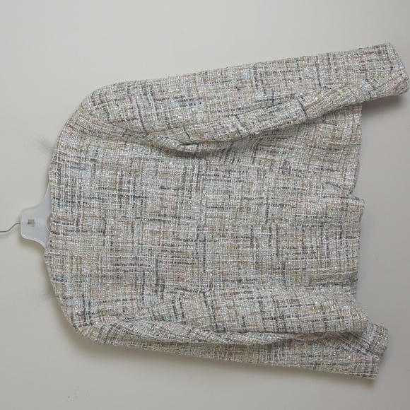 NWT Anne Klein Open Front Shimmering Sequin Tweed Jacket Pastel Women's Size L - Picture 11 of 12